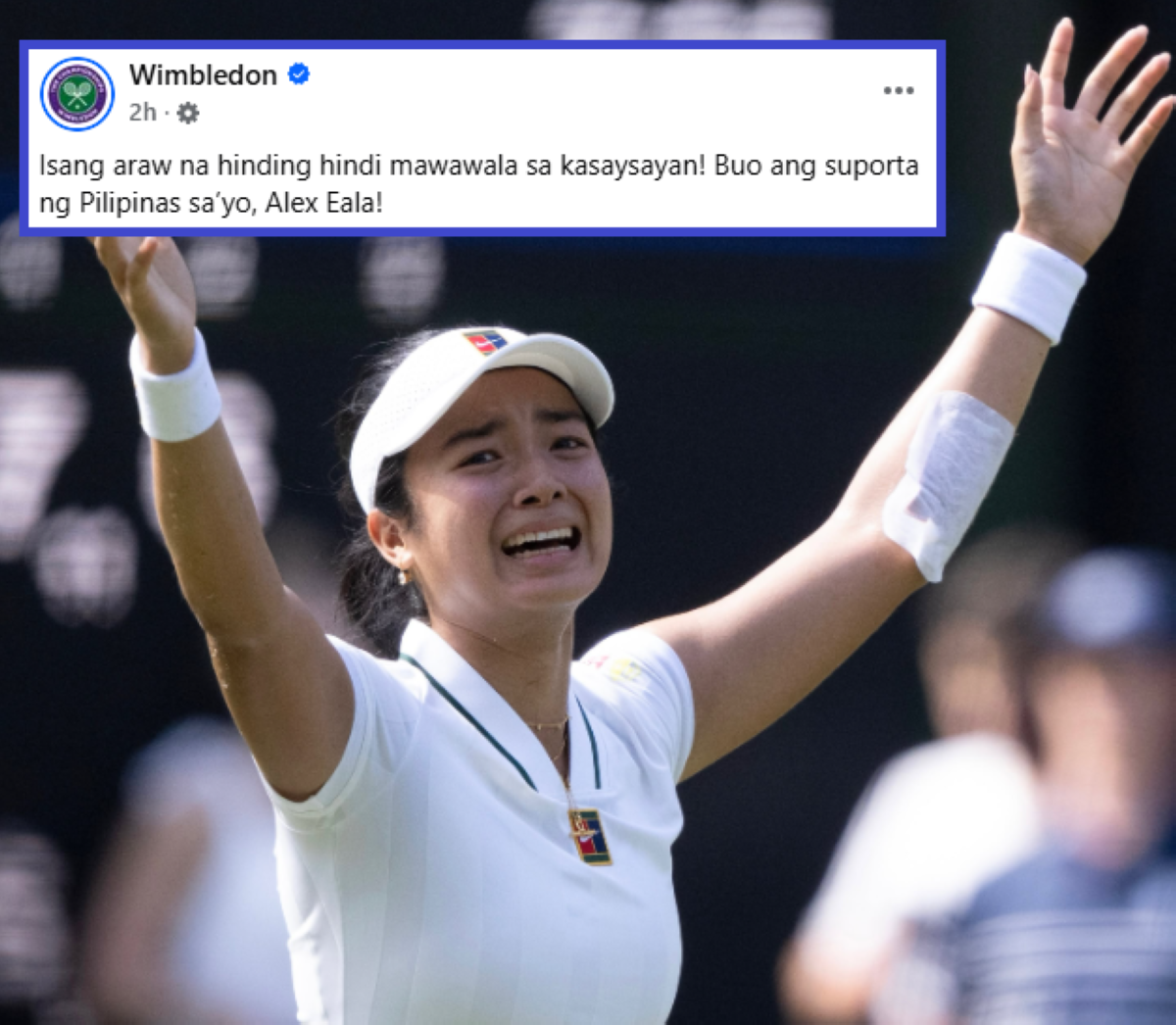 Wimbledon, bumati kay Alex Eala sa wikang Filipino: 'Buo ang suporta ng Pilipinas sa'yo!'