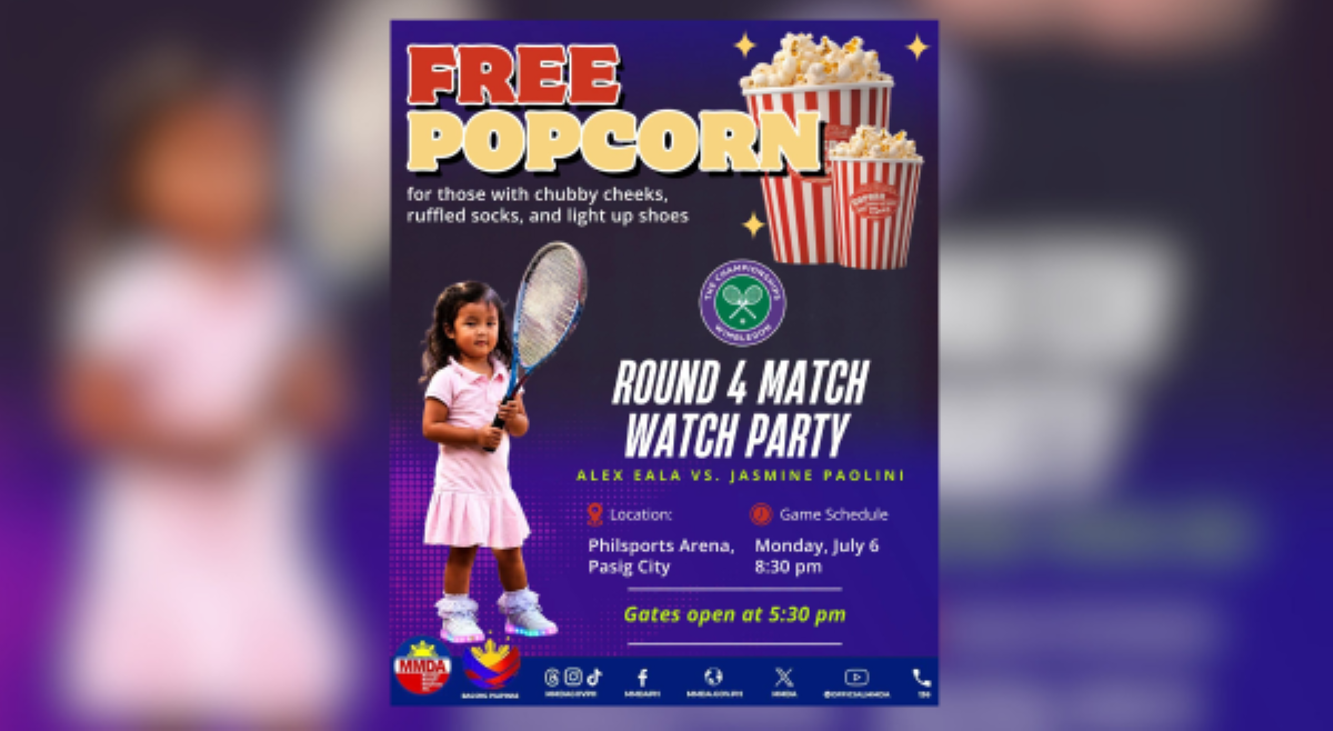 Criteria sa &lsquo;free popcorn&rsquo; ng MMDA sa Alex Eala vs. Jasmine Paolini watch party, kinatuwaan