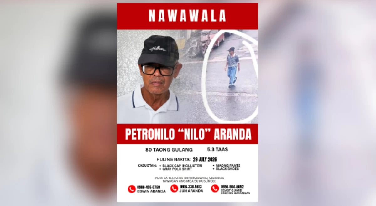 80-anyos na nawawalang pasahero, pinaghahanap ng PCG!