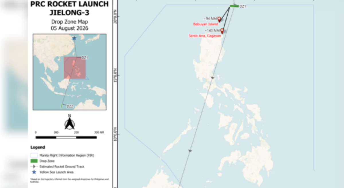 China, nag-launch ng rocket; debris tinatayang bumagsak sa drop zones na nasa EEZ ng Pinas