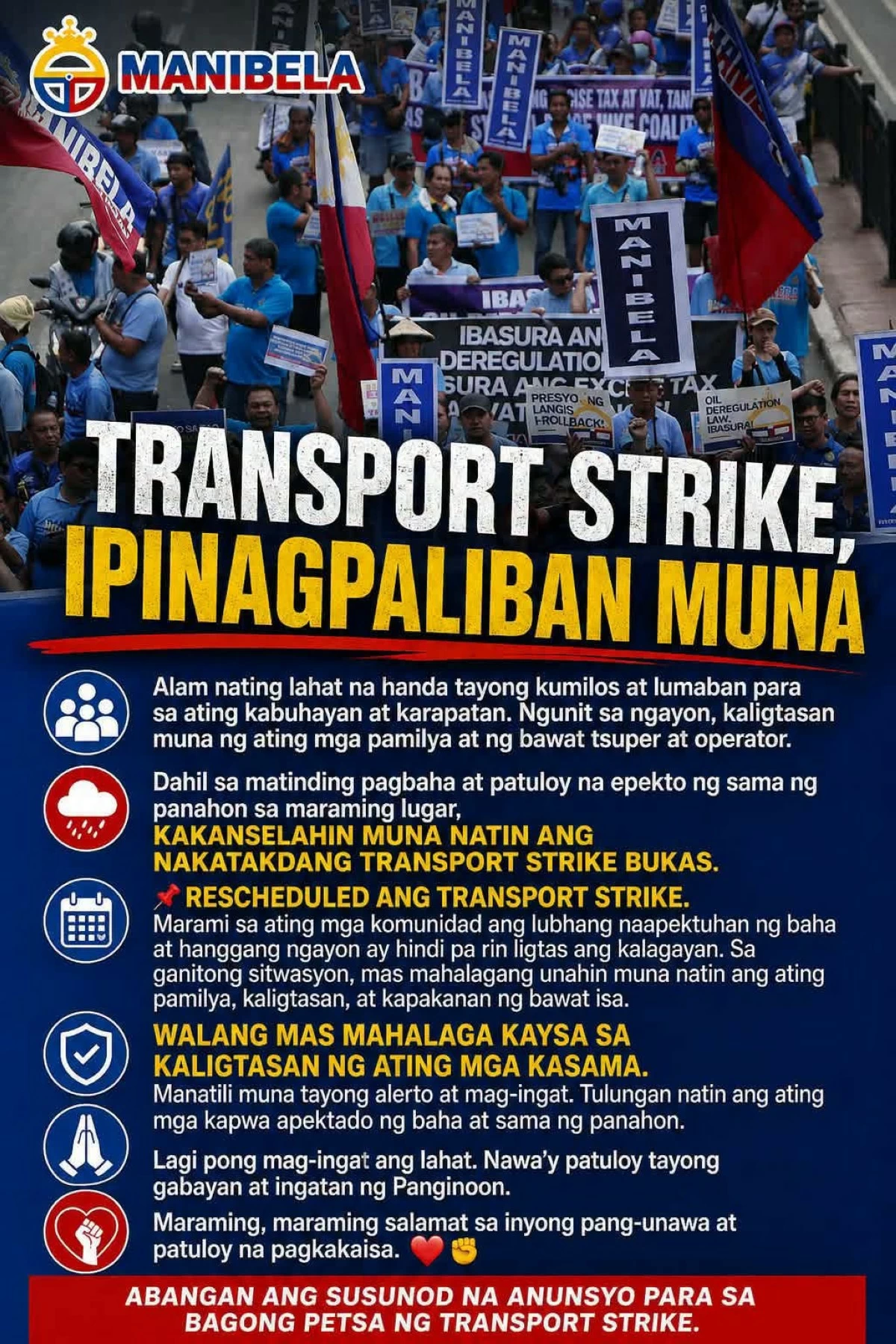 &lsquo;Transport strike&rsquo; sa Agosto 10, kanselado!