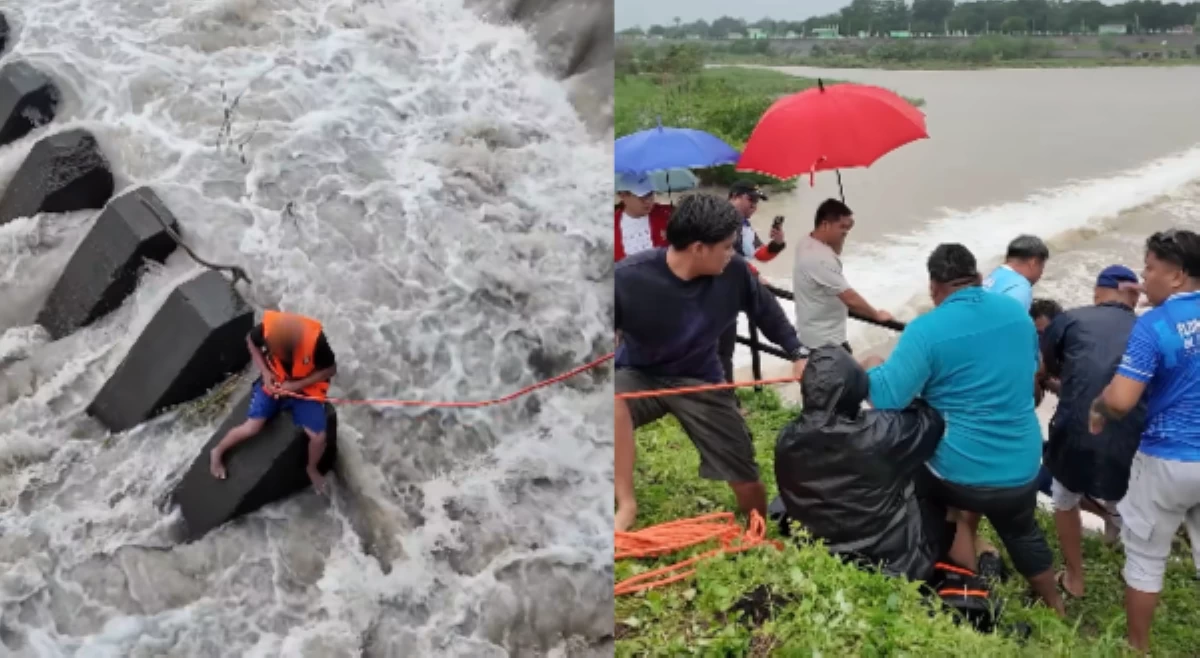 Lalaking nahulog sa dam, pinagtulungang sagipin
