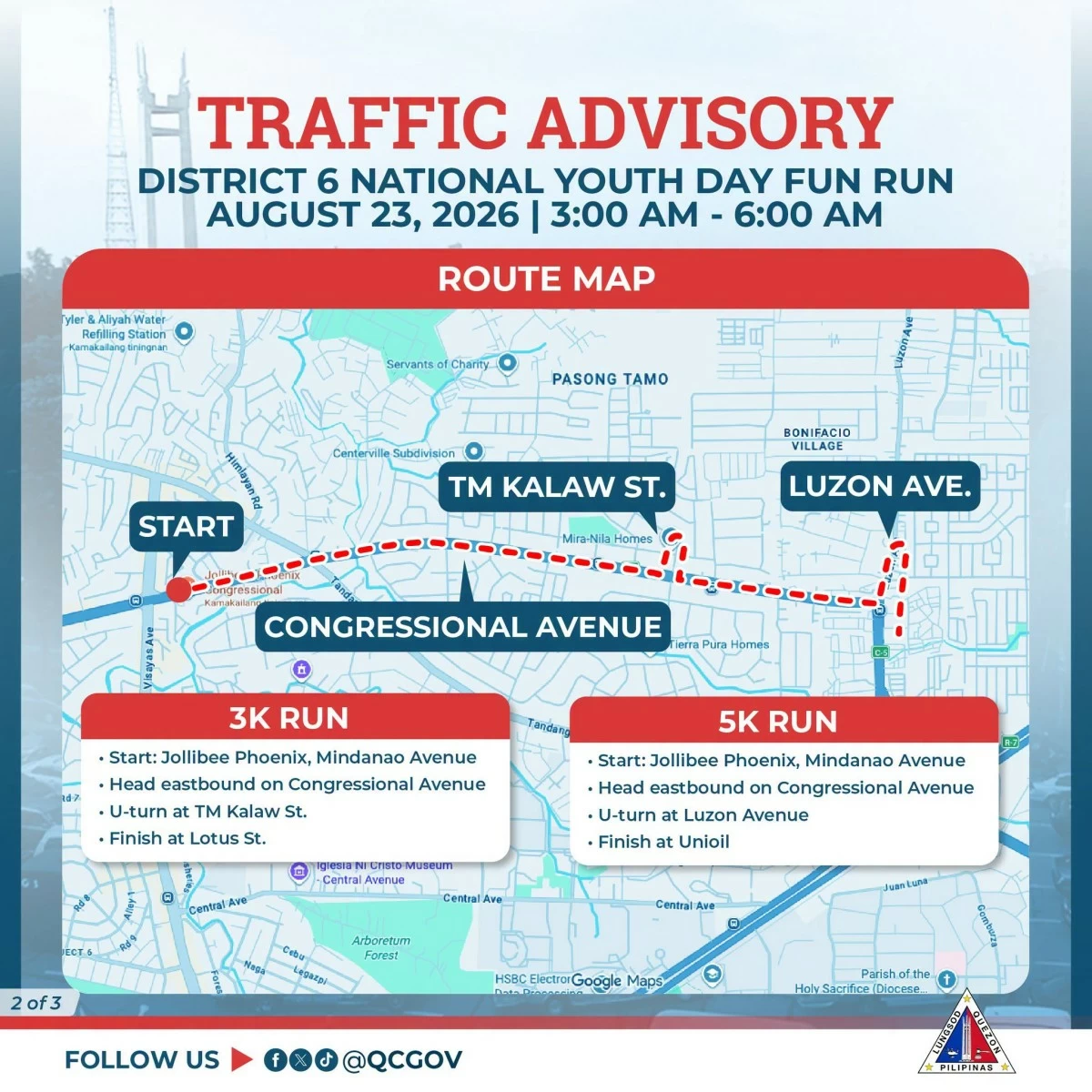 Bahagi ng Congressional Avenue, pansamantalang isasara sa Agosto 23&ndash;QC LGU