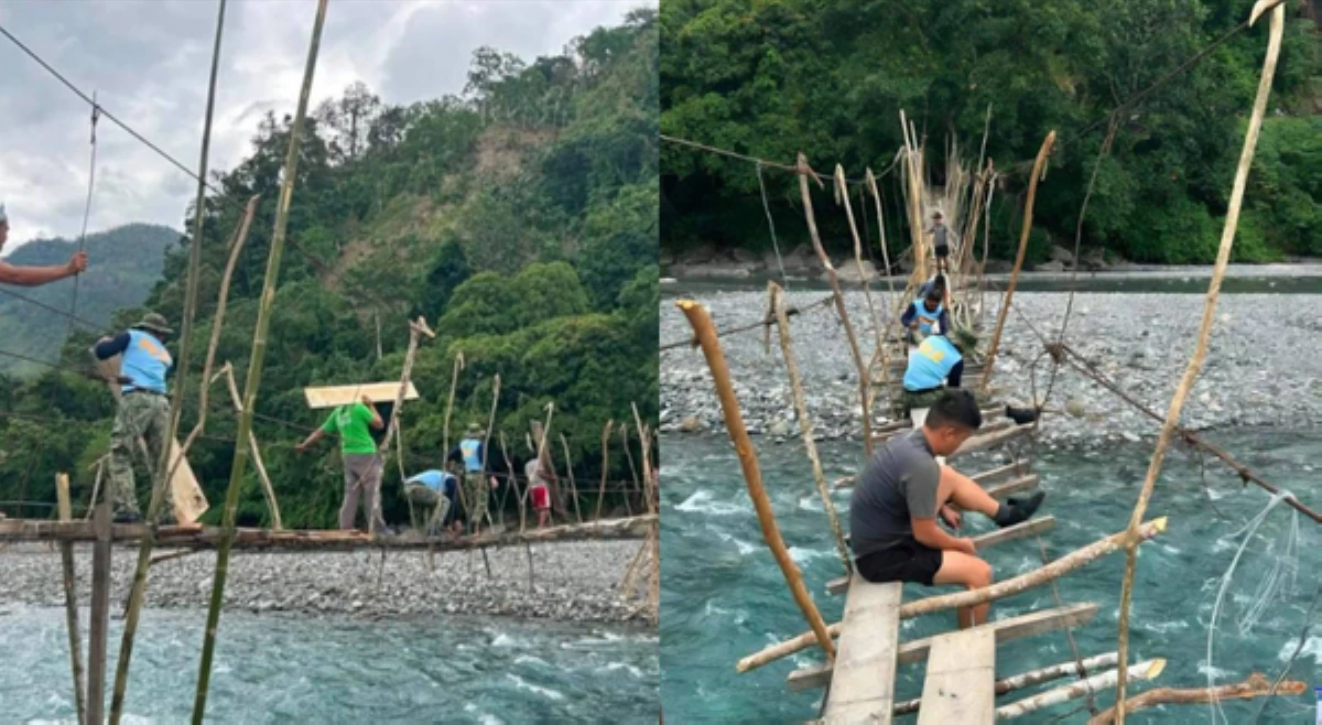 Kawayang tulay sa Oriental Mindoro, tulong-tulong na binuo para madaanan