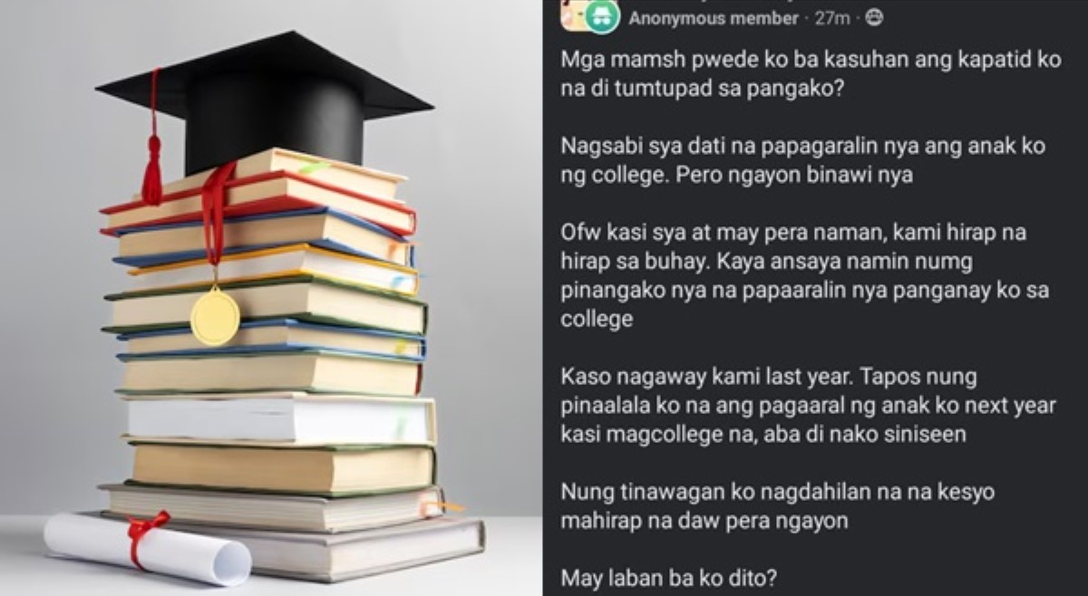 Netizen na bet kasuhan utol na di tumupad sa usapan ng pagpapaaral, sinupalpal