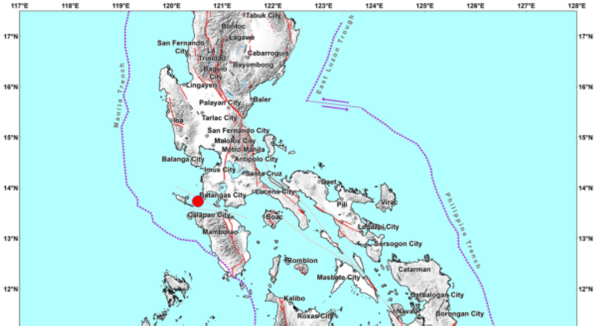 Batangas, niyanig ng magnitude 4.2 na lindol