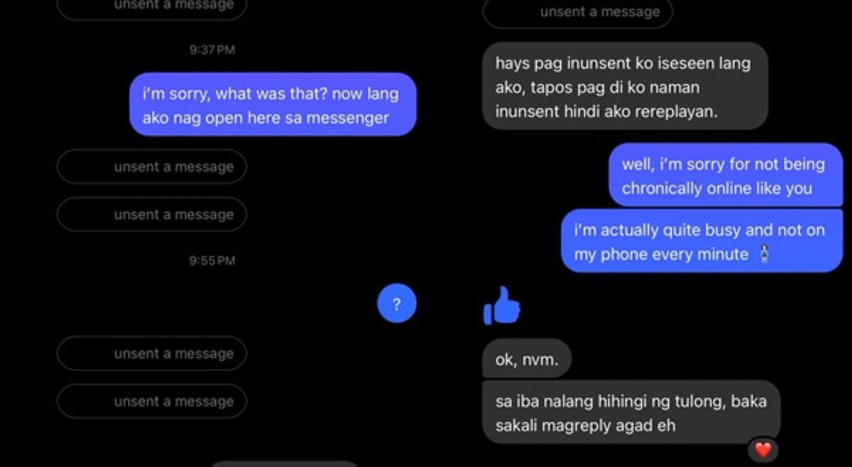 Post ng netizen tungkol sa pag-unsent 'pag di nareplayan agad sa chat, viral