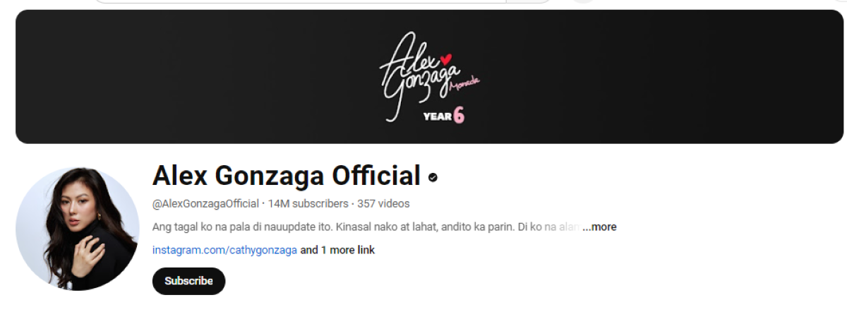 Photo courtesy: Screenshot from Alex Gonzaga (YouTube channel)