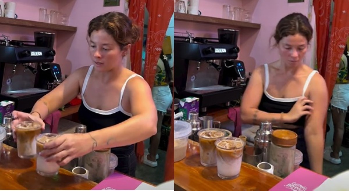 Netizens nag-react sa pagkakamot ni Andi Eigenmann habang nagse-serve ng inumin