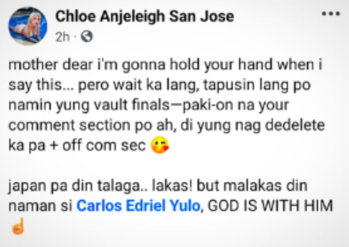 Photo courtesy: Chloe Anjeleigh San Jose (FB)