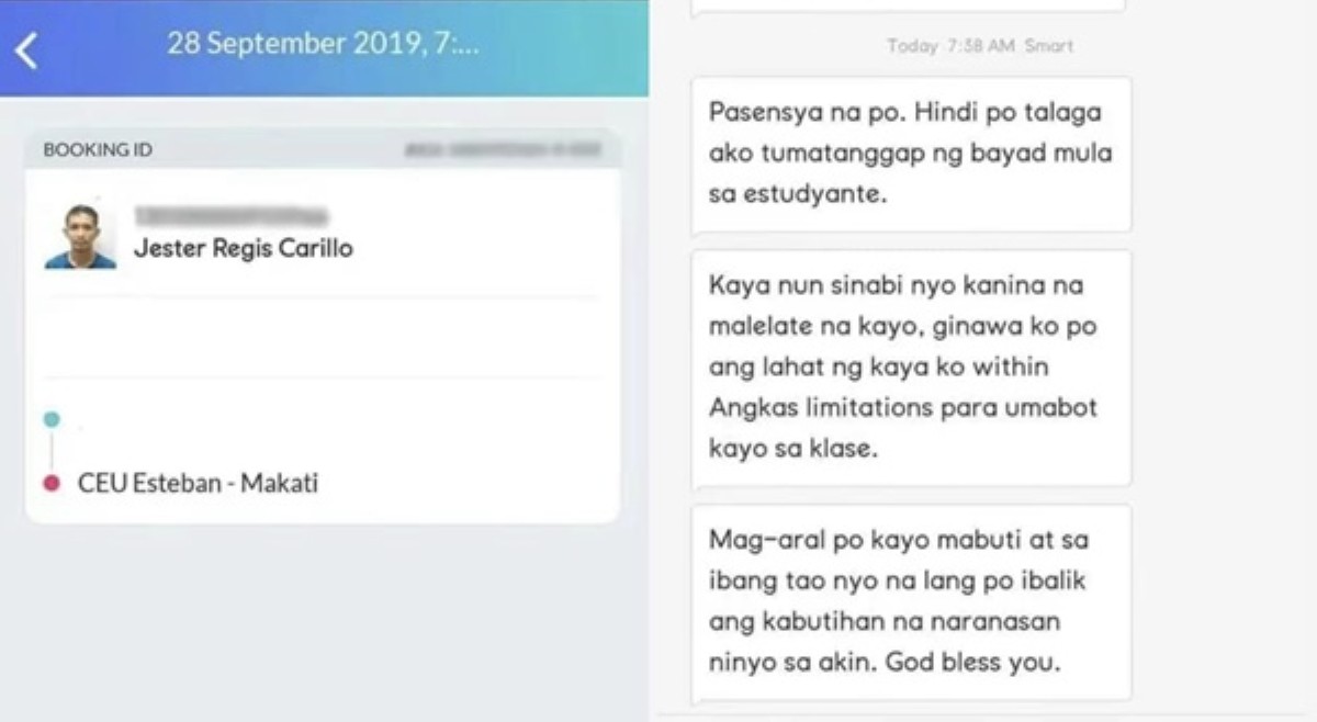 Rider na hindi nagpapabayad sa mga pasaherong estudyante, hinangaan