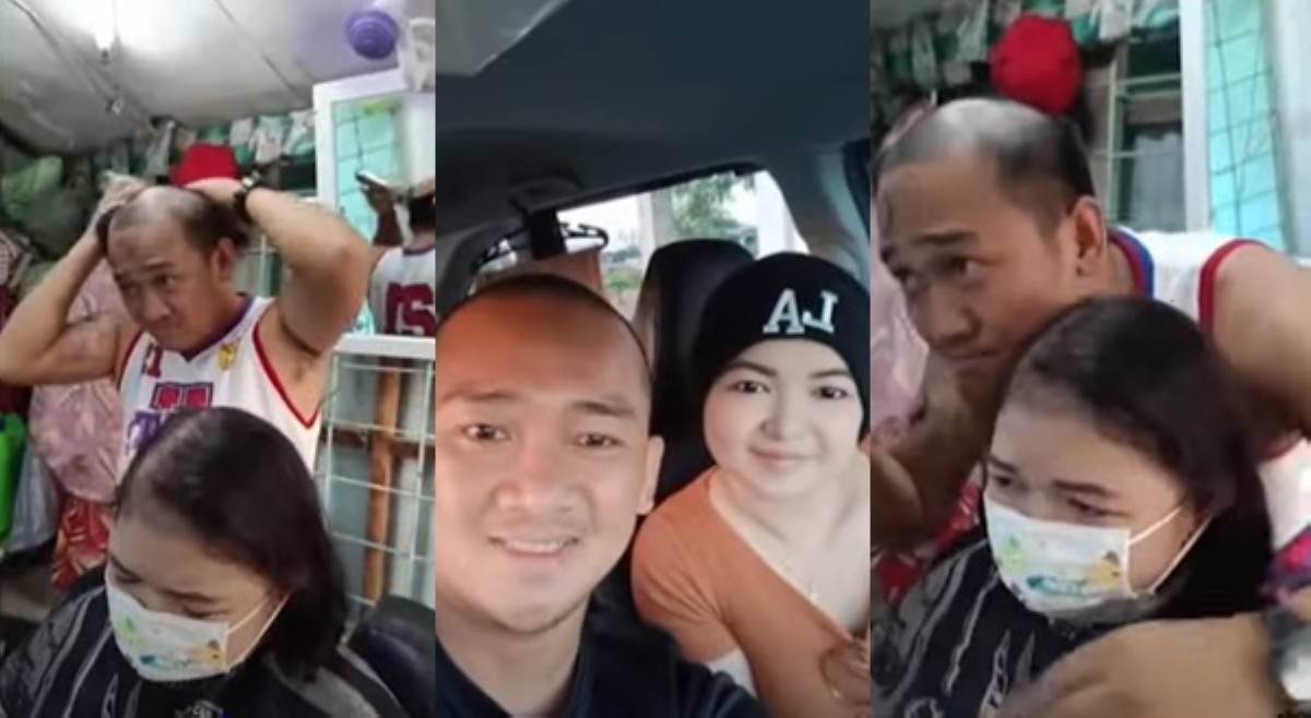 Mister nagpakalbo para suportahan pakikipagbuno ng misis sa cancer