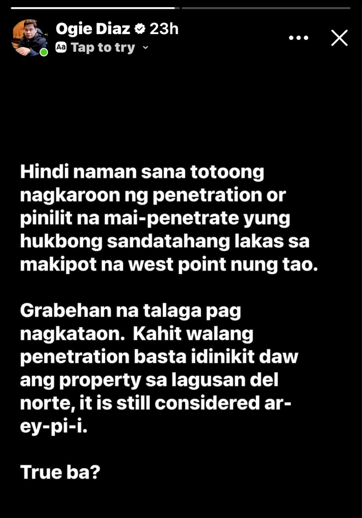 Photo courtesy: Screenshot from Ogie Diaz (FB)