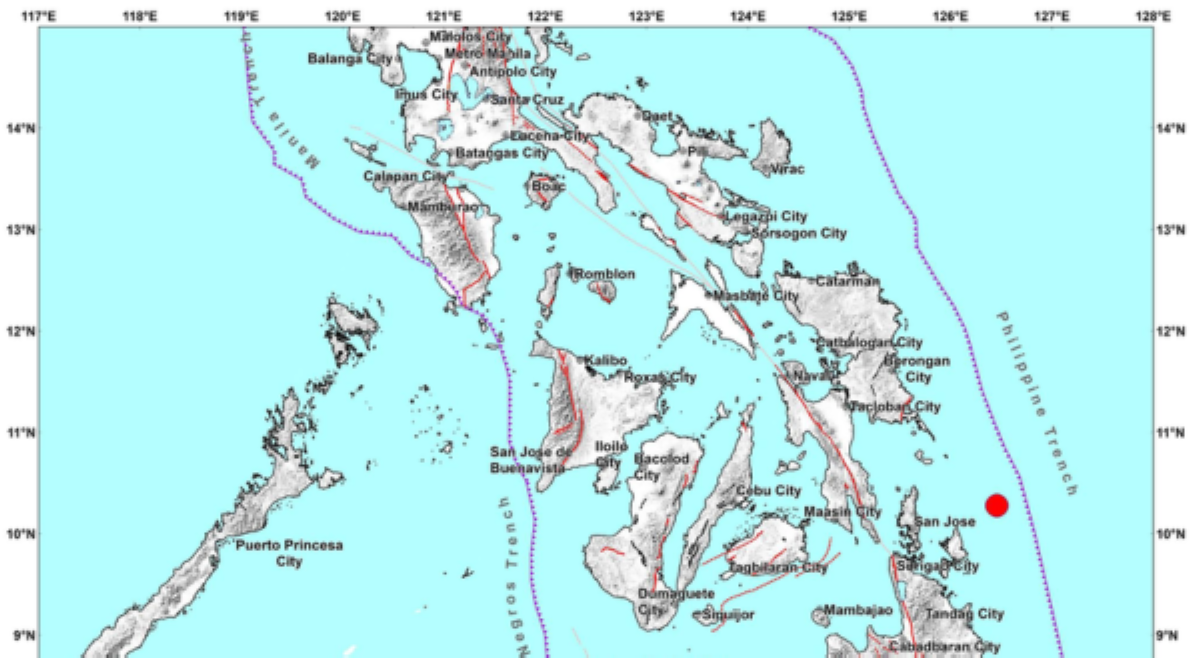 4.3-magnitude na lindol, tumama sa Surigao del Norte