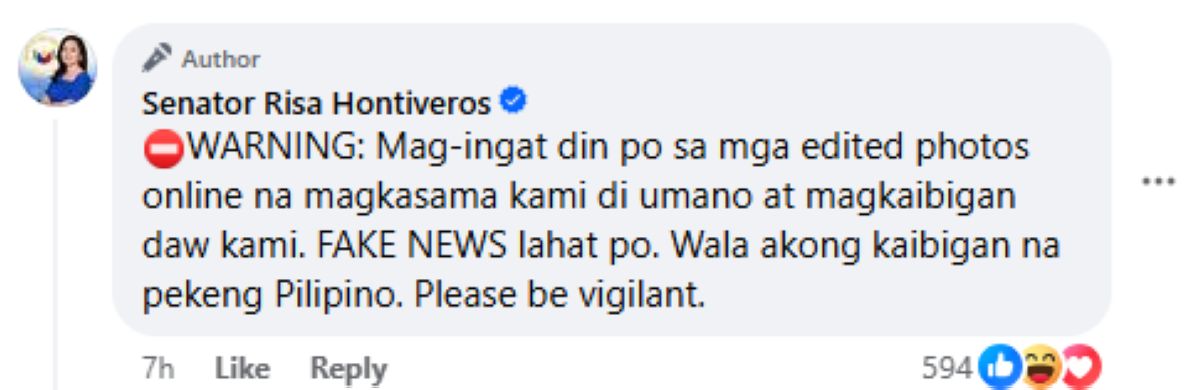Photo courtesy: Sen. Risa Hontiveros (FB)