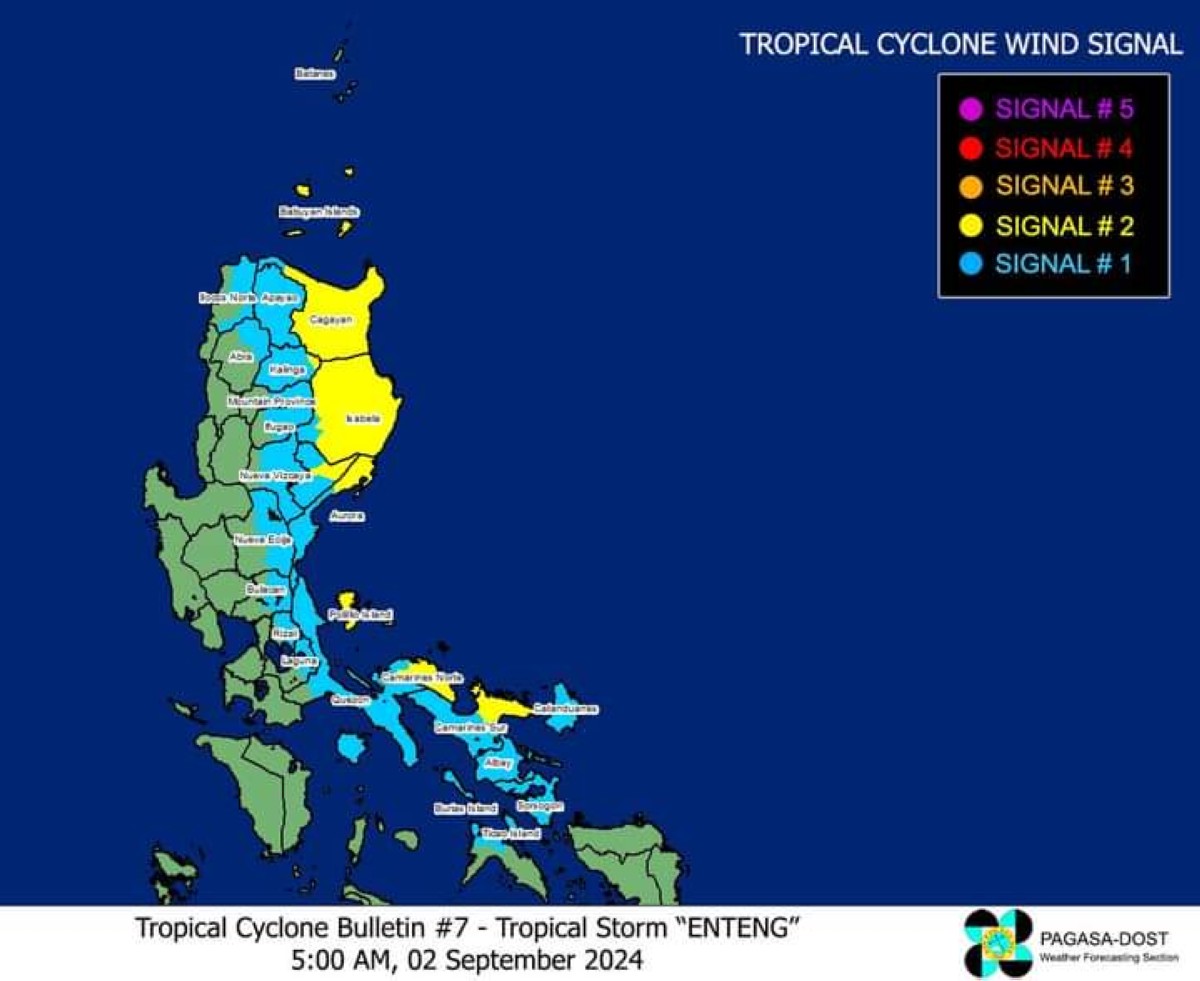 Signal No. 2, itinaas na sa 7 lugar sa Luzon dahil kay Enteng