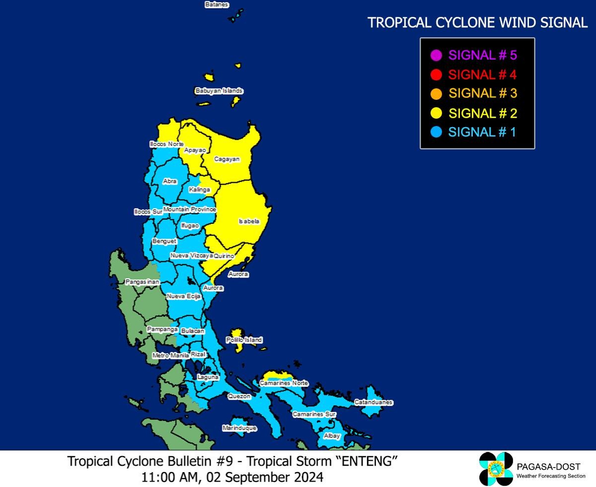 Dahil kay Enteng: Malaking bahagi ng Luzon, nakataas pa rin sa Signal No. 2 at 1