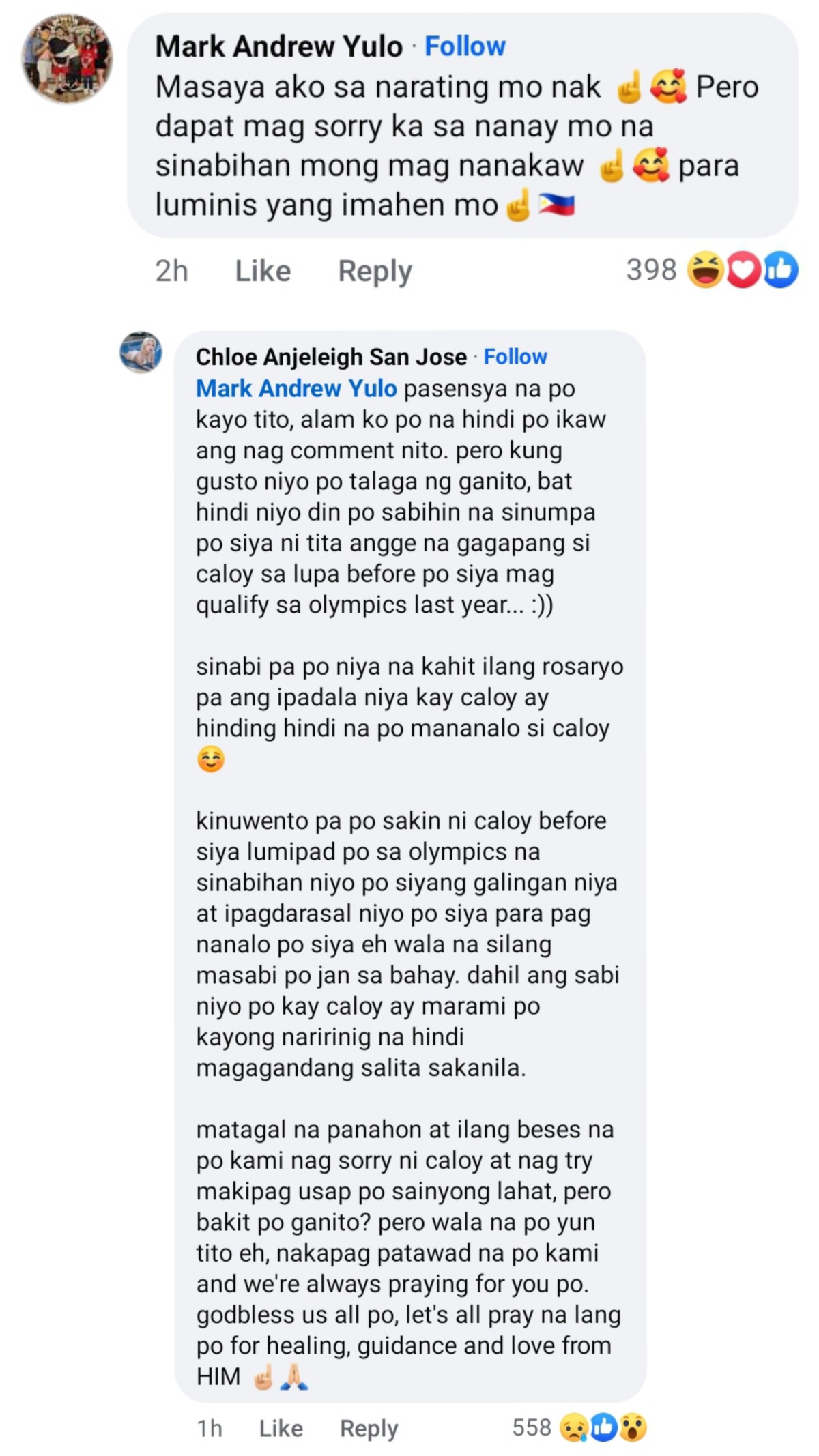 Photo courtesy: Carlos Edriel Yulo/Chloe San Jose (FB)