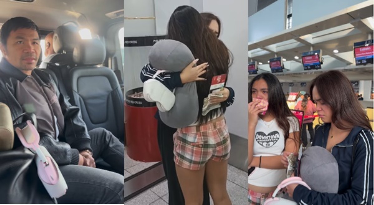 Anak nina Manny at Jinkee, mag-aaral na sa London; nagkaiyakan sa airport