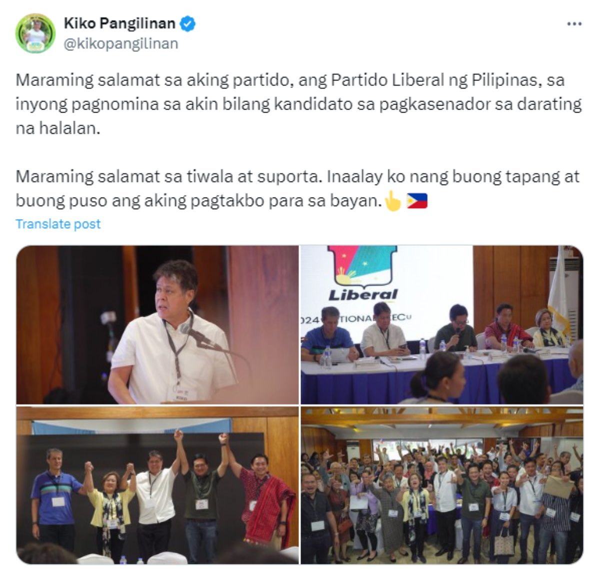 Photo courtesy: Screenshot from Kiko Pangilinan (X)