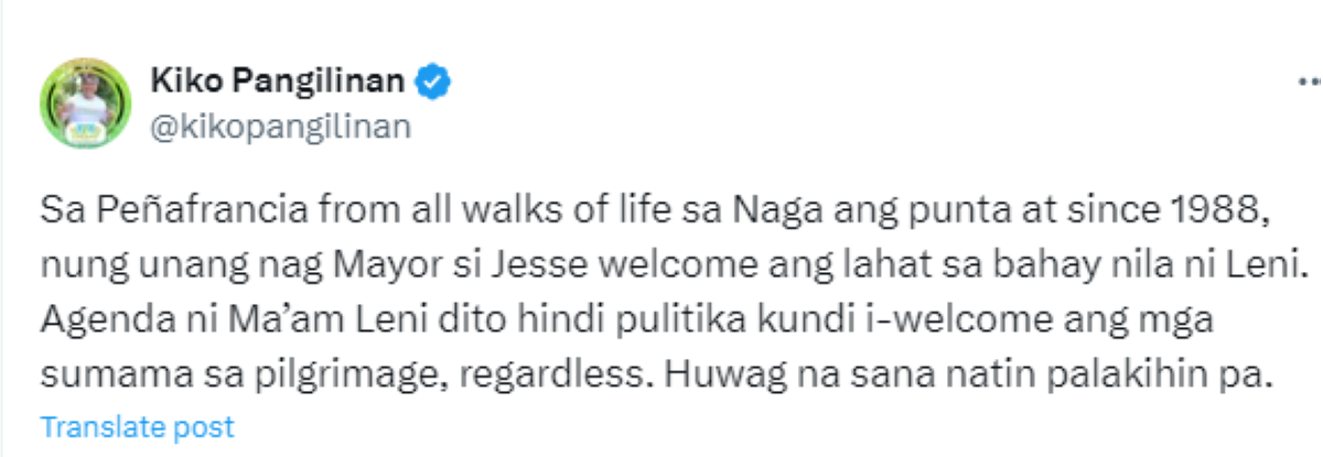 Photo courtesy: Kiko Pangilinan (X)