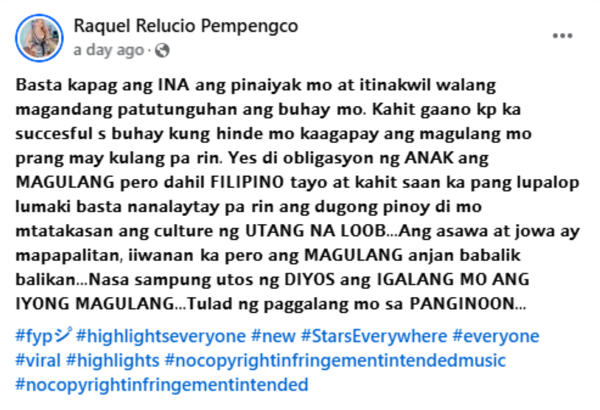 Photo courtesy: Raquel Pempengco (FB)