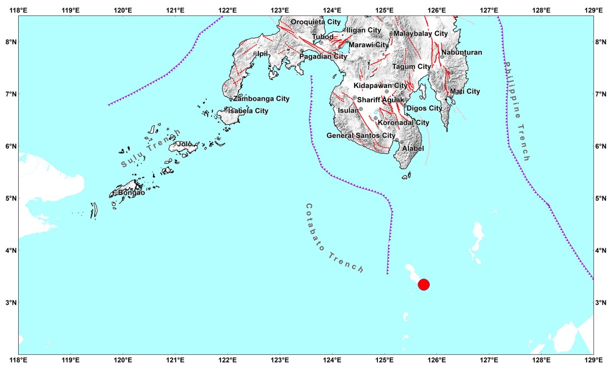 4.9-magnitude na lindol, tumama sa Davao Occidental