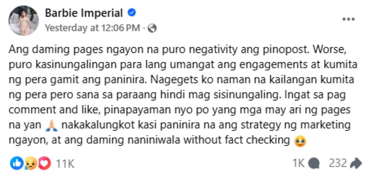 Photo courtesy: Screenshot from Barbie Imperial (FB)