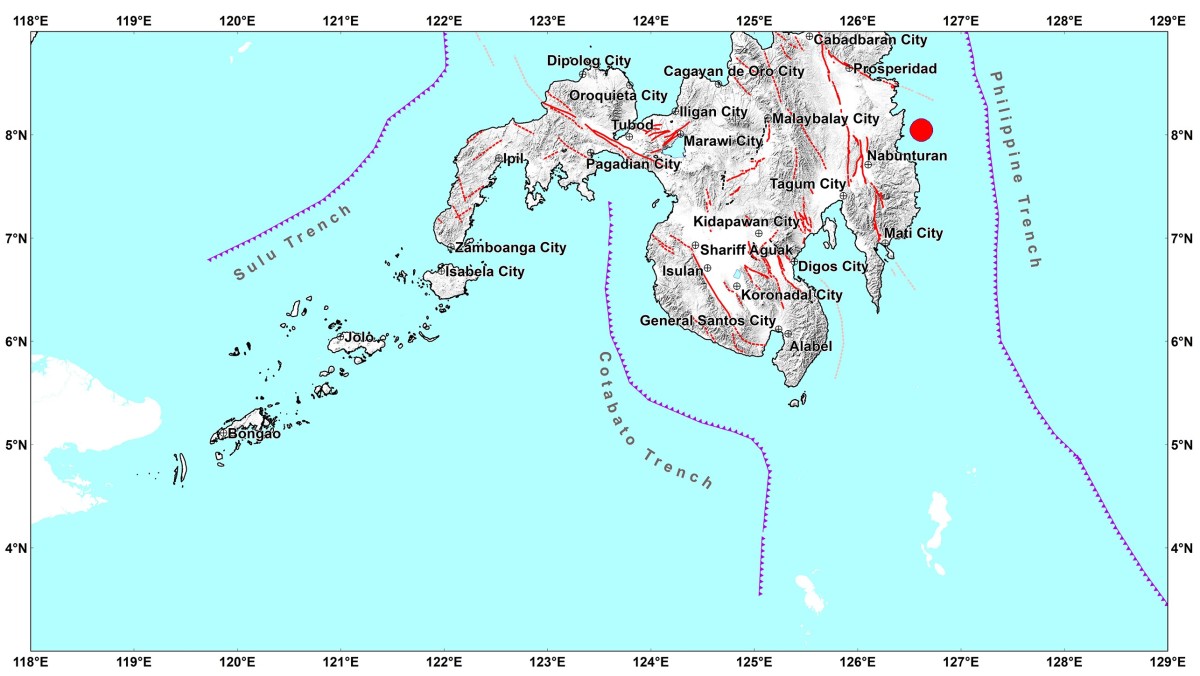 4.1-magnitude na lindol, tumama sa Surigao del Sur
