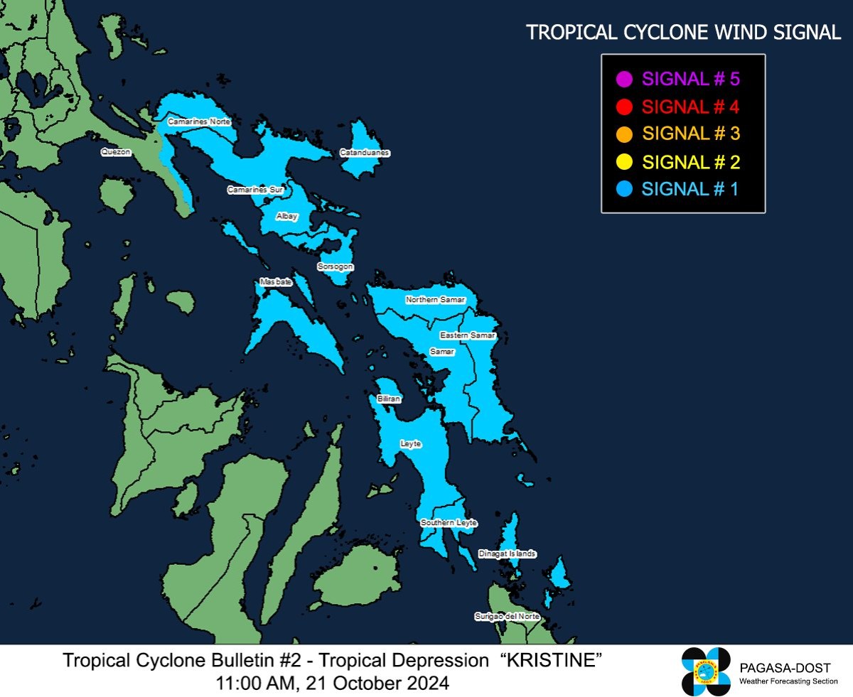 Dahil sa bagyong Kristine: Signal No. 1, itinaas na sa 15 lugar sa PH