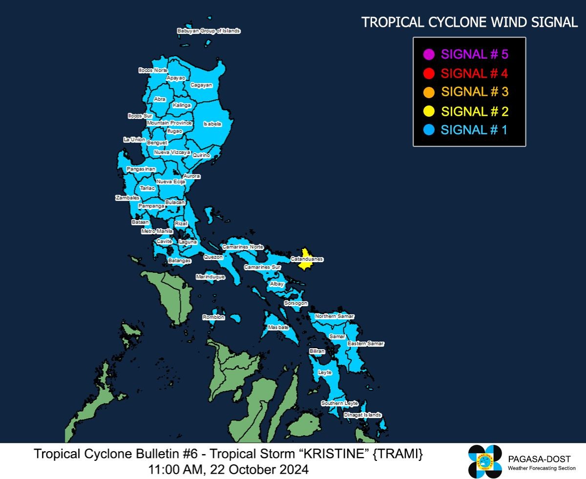 Catanduanes, itinaas na sa Signal No. 2 dahil sa bagyong &lsquo;Kristine&rsquo;