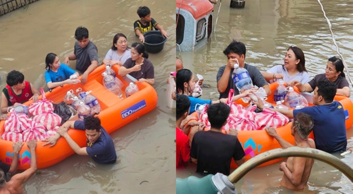Robredo, sinuong baha sa pamimigay ng relief goods sa Naga