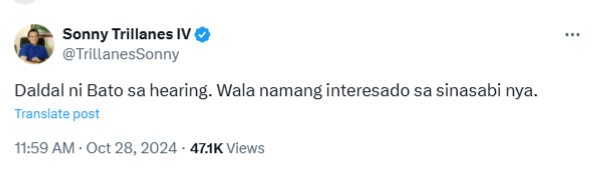 Photo courtesy: Screenshot from Sonny Trillanes (X)
