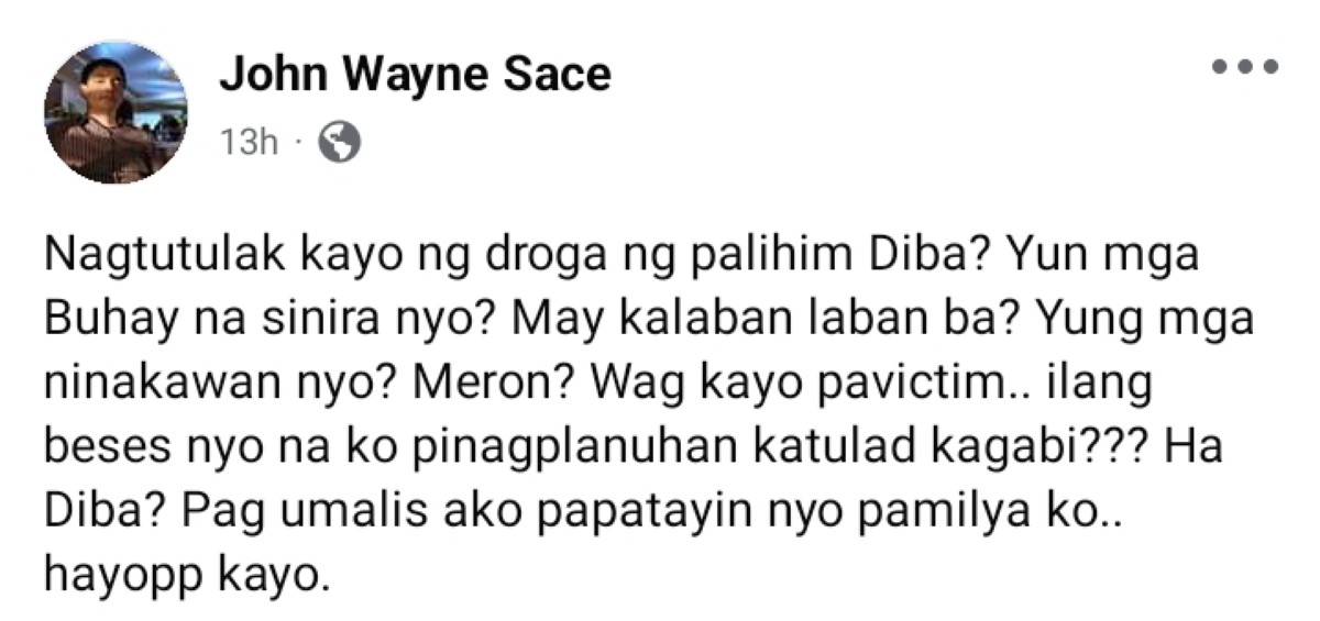 Photo courtesy: John Wayne Sace (FB)