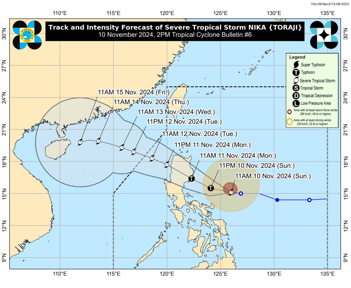 &lsquo;Nika,&rsquo; bahagyang lumakas habang nasa PH Sea sa silangan ng Quezon