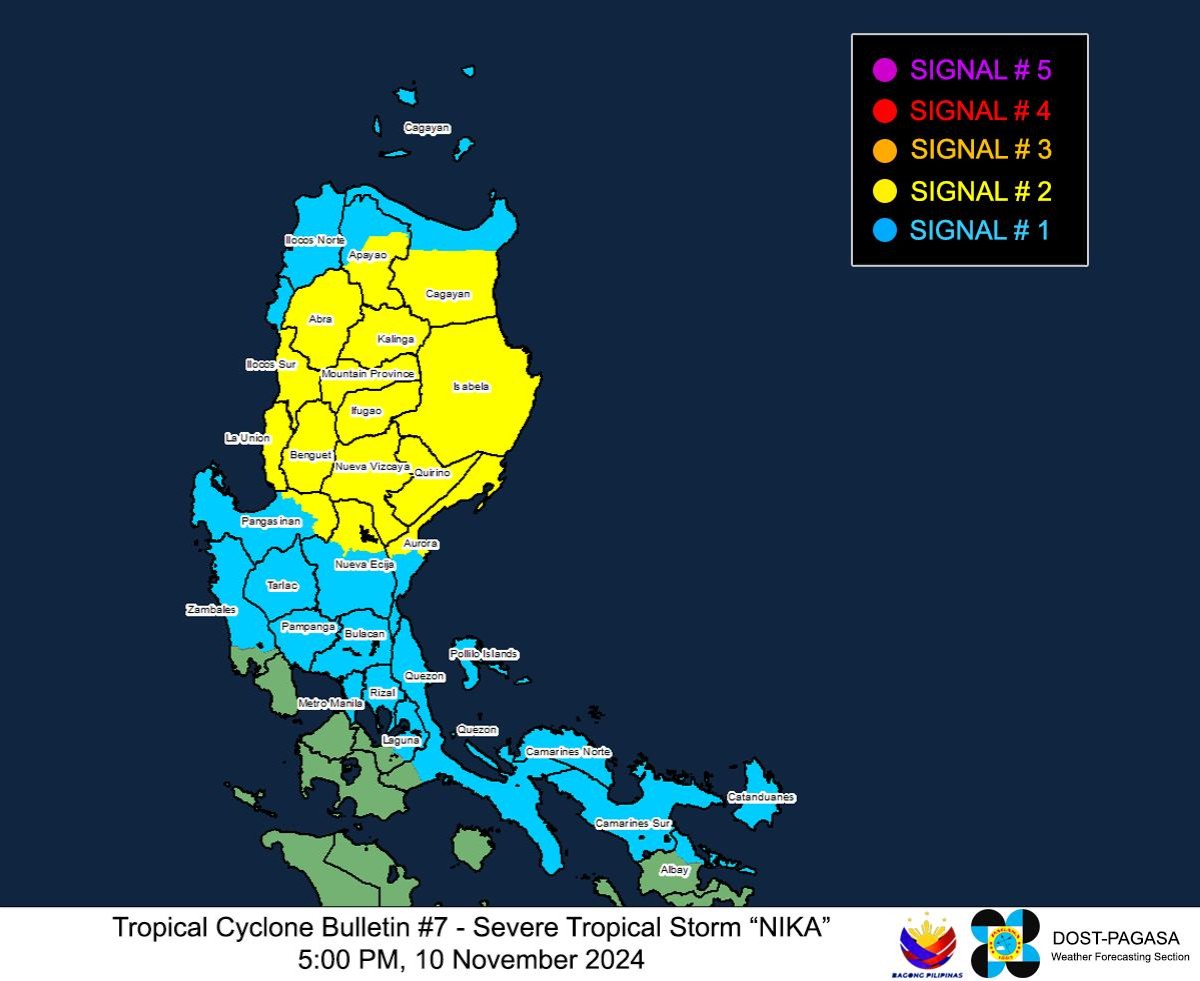 Nika, malapit nang maging &lsquo;typhoon&rsquo;; 15 lugar sa Luzon, itinaas sa Signal #2