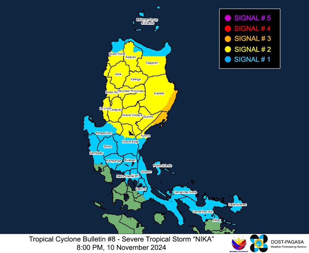 Signal No. 3, itinaas na sa 2 lugar sa Luzon dahil sa bagyong Nika