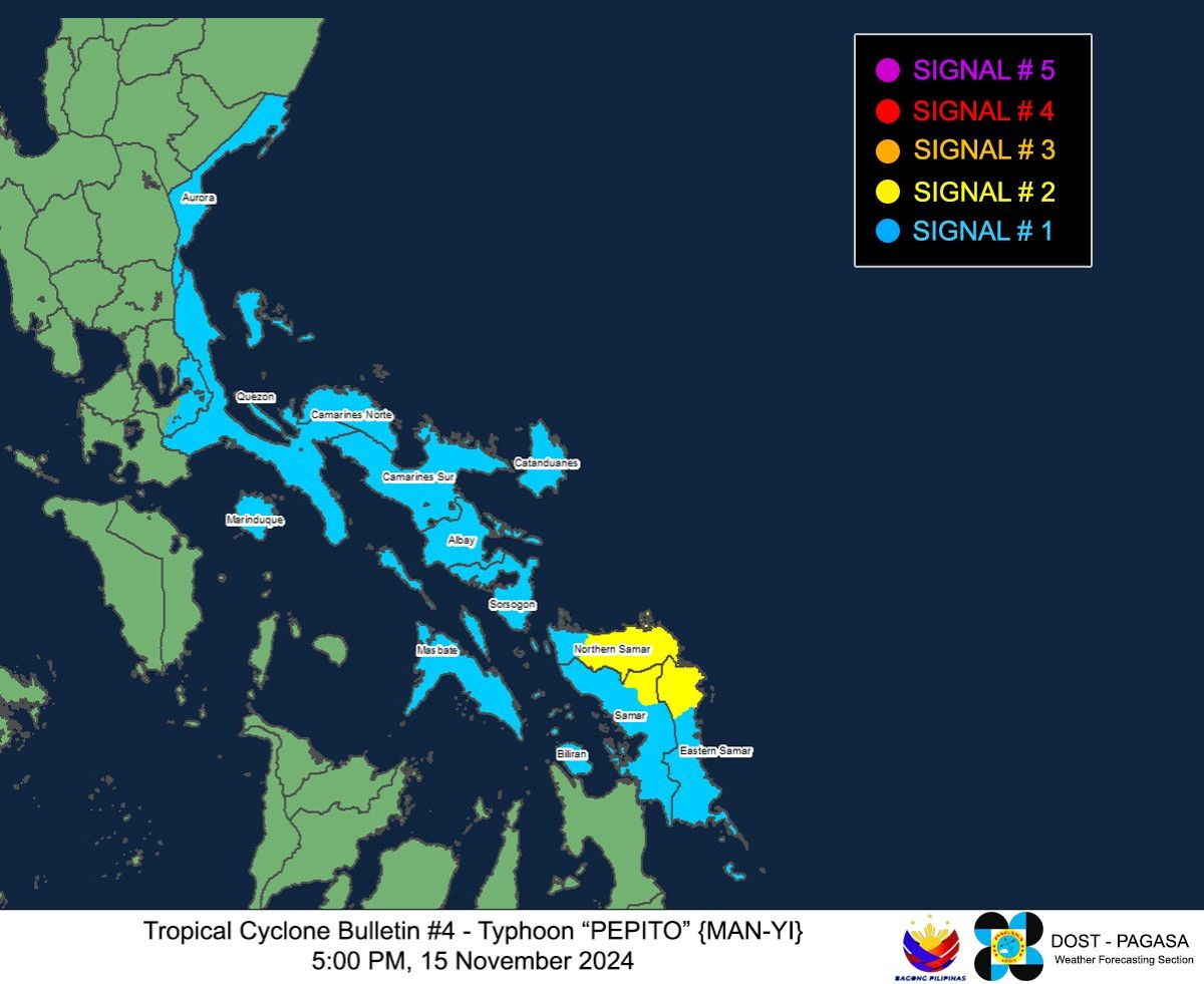 Pepito, mas lumakas pa; Signal #2, nakataas sa 3 lugar sa Visayas