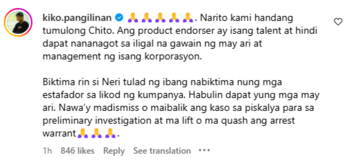 Photo courtesy: Screenshot from Atty. Kiko Pangilinan (IG)