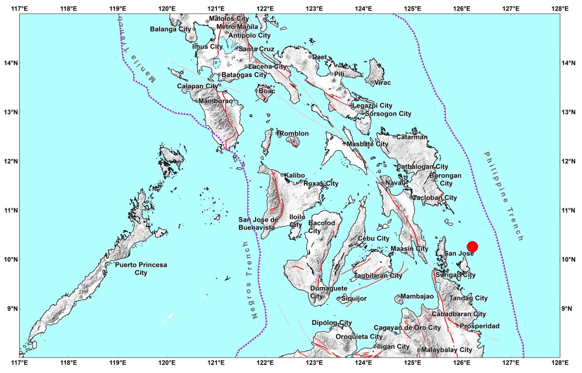 4.3-magnitude na lindol, tumama sa Surigao del Norte
