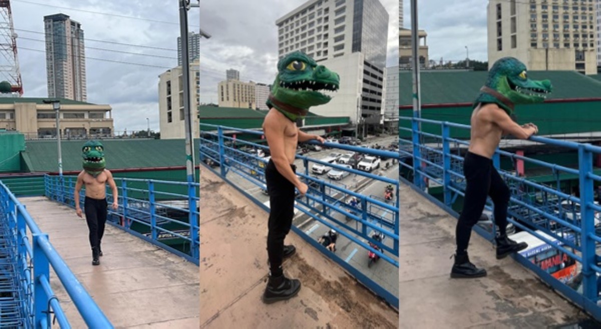Buwayang 'daks' na may abs, naispatang pagala-gala sa footbridge