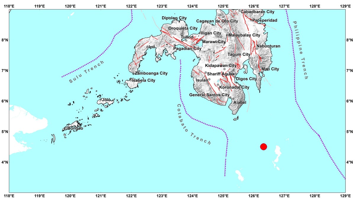 Magnitude 4.1 na lindol, tumama sa Davao Occidental