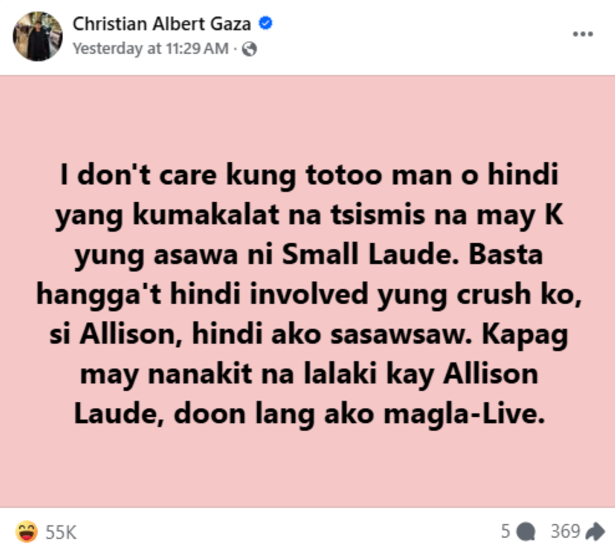 Photo courtesy: Christian Albert Gaza (FB)