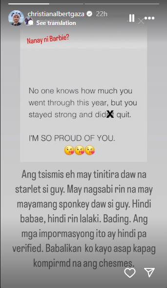 Photo courtesy: Screenshot from Christian Albert Gaza (IG)